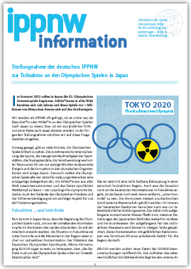 IPPNW-Information: Stellungnahme zur Teilnahme an den Olympischen Spielen 2020